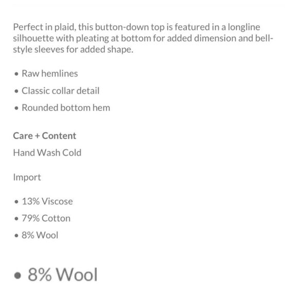 Free People Mary Anne Plaid Buttondown Tunic Size M/ Pristine - Picture 7 of 7